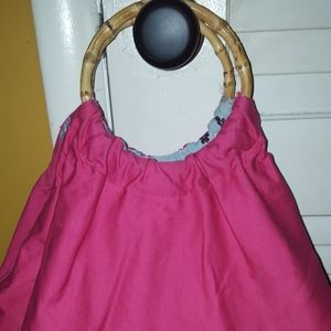 Pink Gap bag with bamboo handles